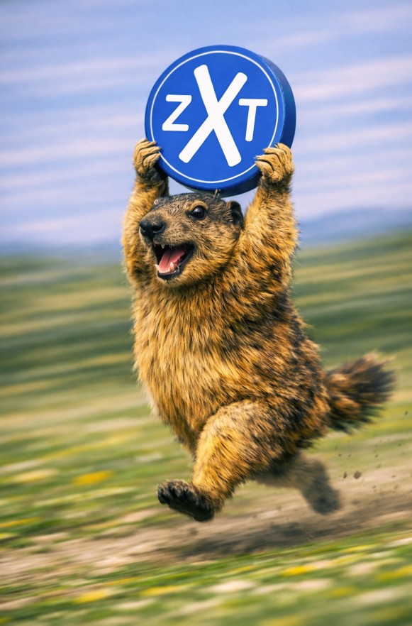 Ein Murmeltier läuft mit einem Schild vom ZellTripXplorer über dem Kopf und kündigt etwas Neues an